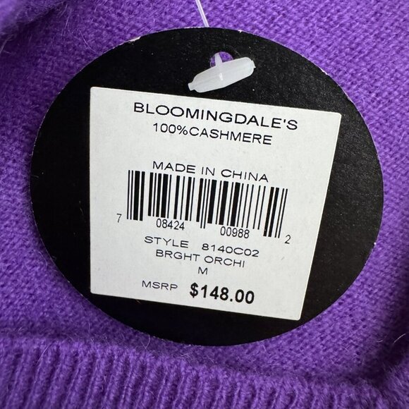 C by Bloomingdale's 100% Cashmere V-neck Sweater Women's Medium orchid purple - Picture 5 of 7